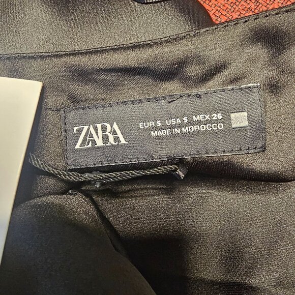 Zara Twisted Halter Maxi Dress S Black Satin Cocktail Ruched Waist Whimsigoth - Picture 4 of 11